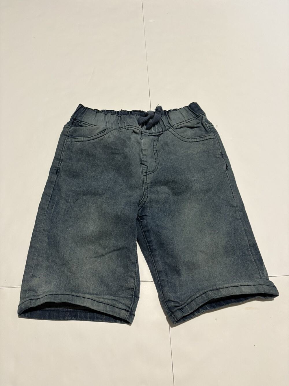True Religion Kids Size 6 Denim Shorts Blue Horseshoe Logo Drawstring Boys